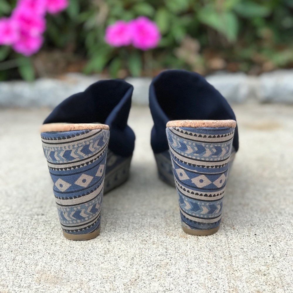 *RARE* Lucky Brand Blue Marilyn Cork Wedge Sandals - Picture 5 of 8